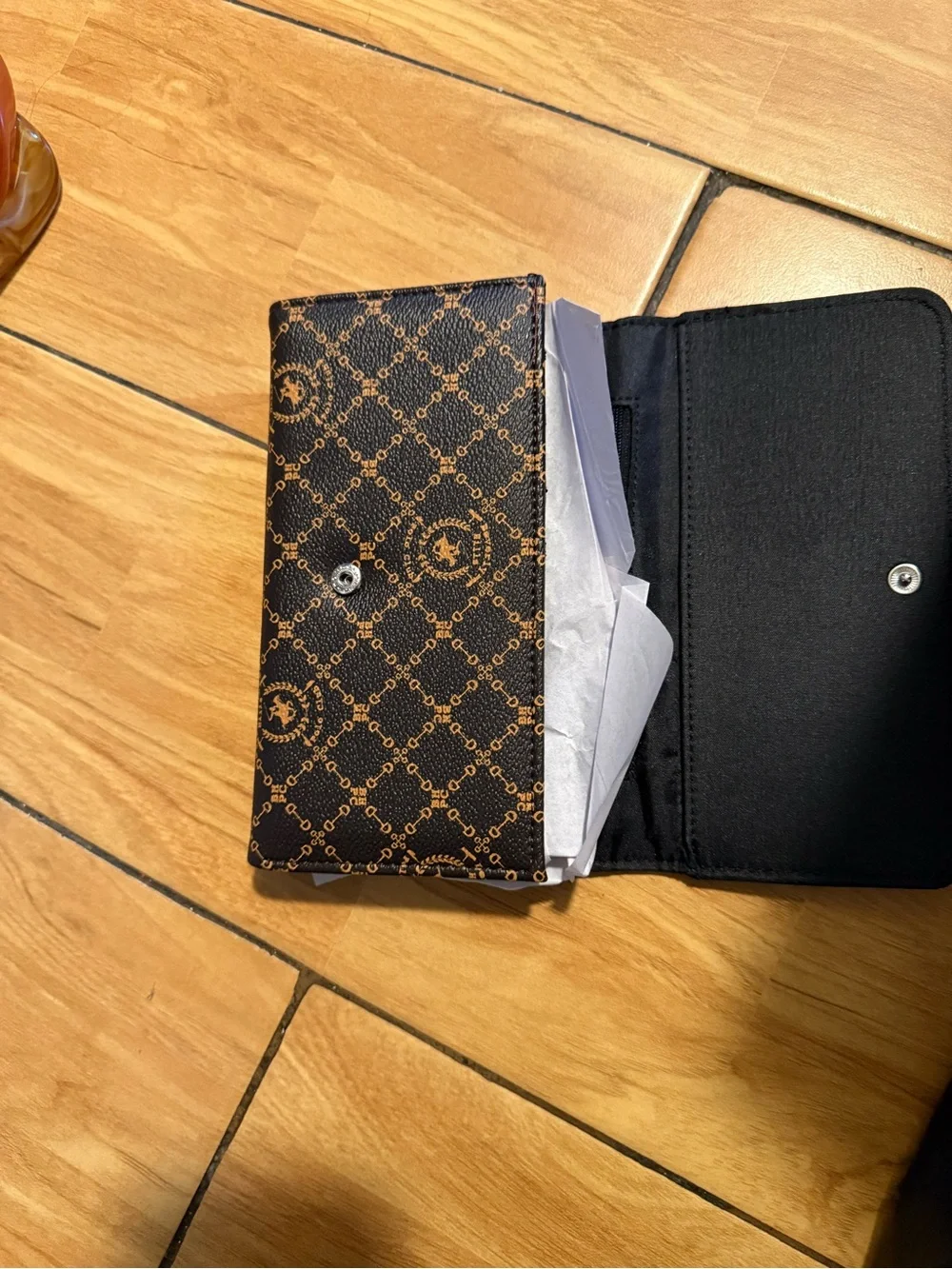 Beverly Hills Polo Club Navy and Tan Patterned Men's Card Holder